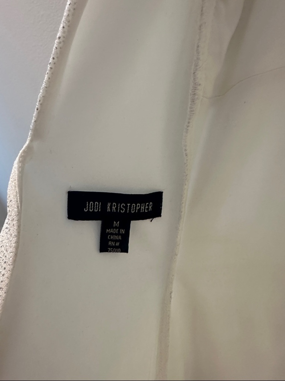 Vintage Jodi Kristopher White Sparkly Long-Sleeve Dress with Embellished Cuffs - Picture 7 of 11